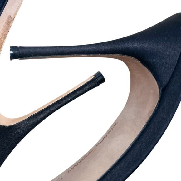 Manolo Blahnik Black Satin Crystal Chaos High Heel Open Toe Sandal 39 - Picture 8 of 12